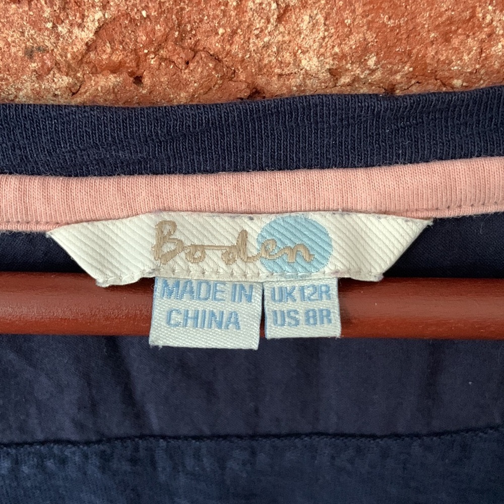 Boden Mya Navy Cotton V neck Casual Dress - Picture 3 of 8